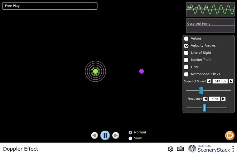 Doppler Effect simulation screenshot