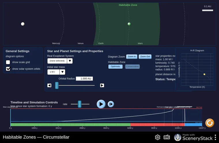 Habitable Zones simulation screenshot