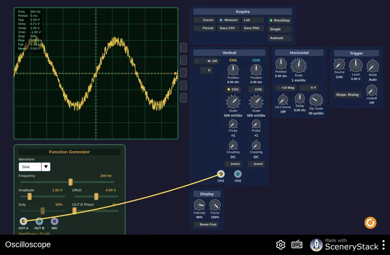 Oscilloscope simulation screenshot