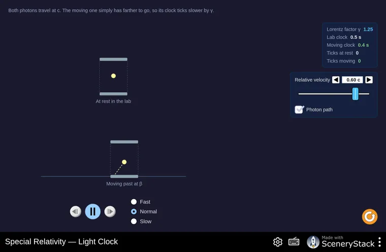 Special Relativity simulation screenshot