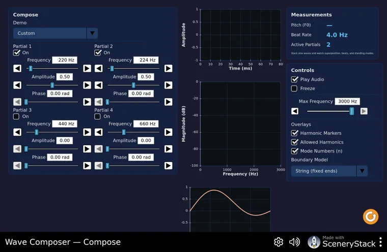 Wave Composer simulation screenshot